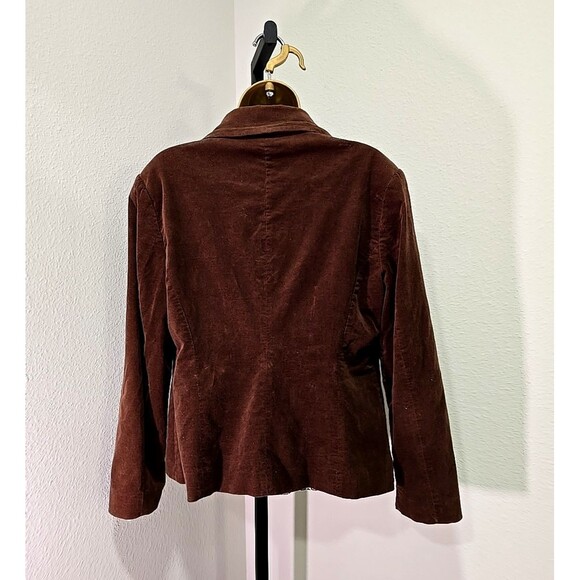 Pierre Cardin Y2K 2000s Brown Classic Office Career Corduroy Blazer Womens Sz 12 - Picture 4 of 6
